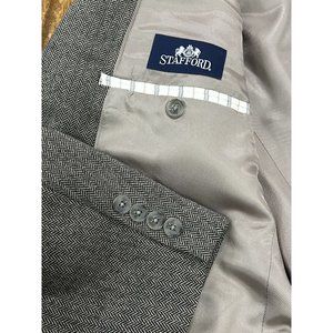 Stafford Men’s Size 42L Gray‎ Herringbone Wool Blazer Sport Coat Jacket